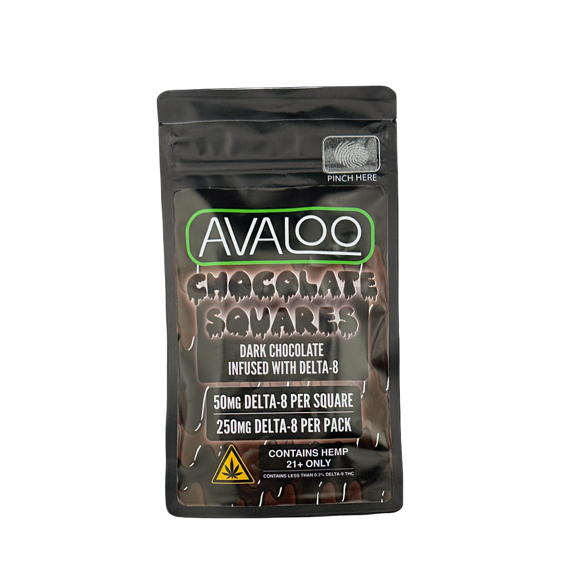 Delta 8 Chocolate Squares - Dark from Avaloo 50mg delta 8 chocolate squares peanut butter