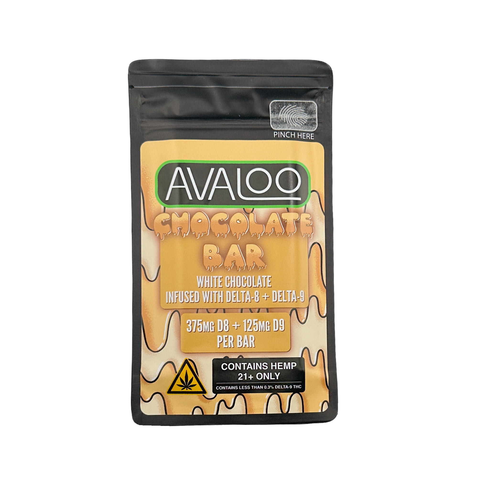 D8+D9 Chocolate Bar 500mg - White from Avaloo 50mg delta 8 chocolate squares peanut butter