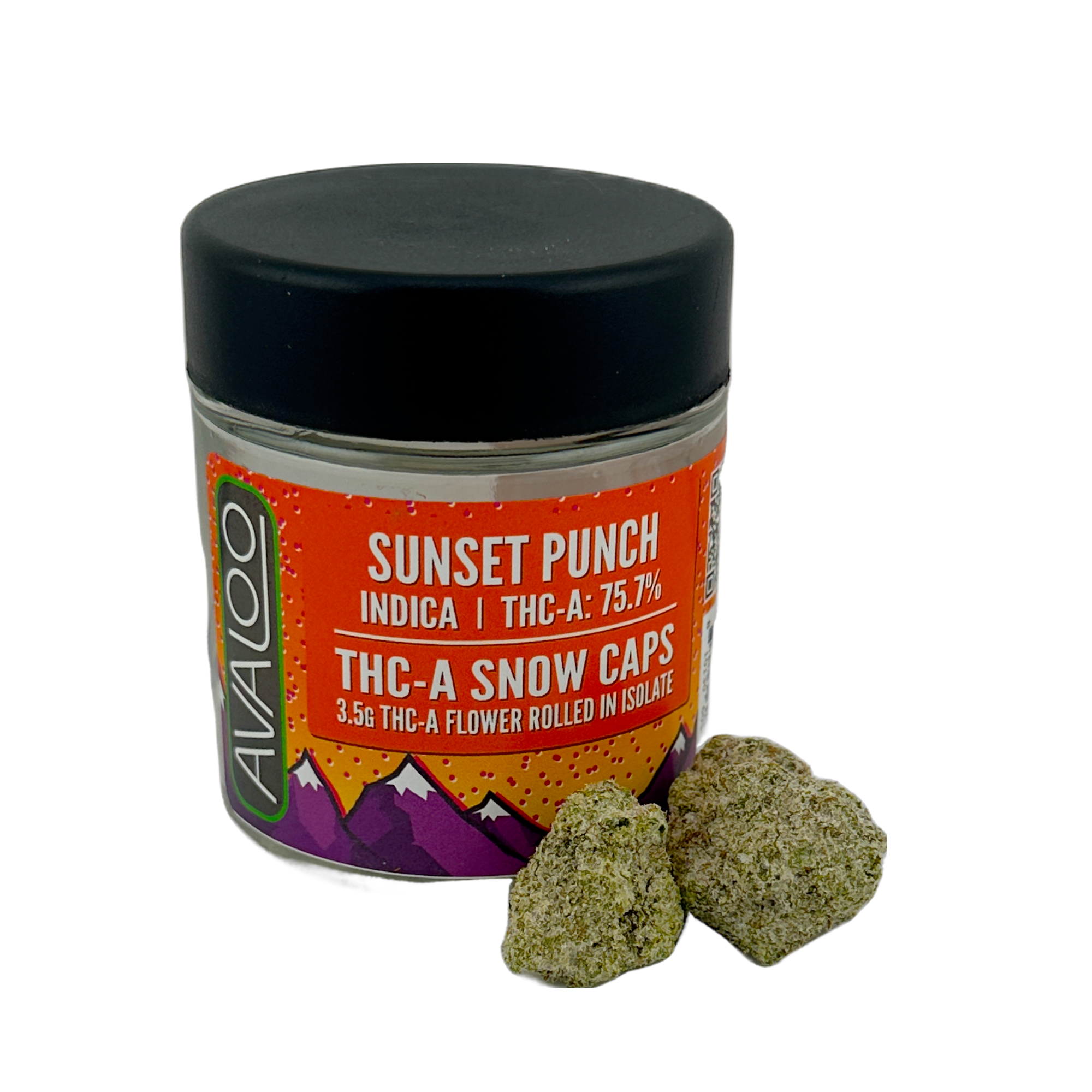 THC-A Snow Caps - Sunset Punch (Indica) from Avaloo thca snow cap sunset punch 3.5g