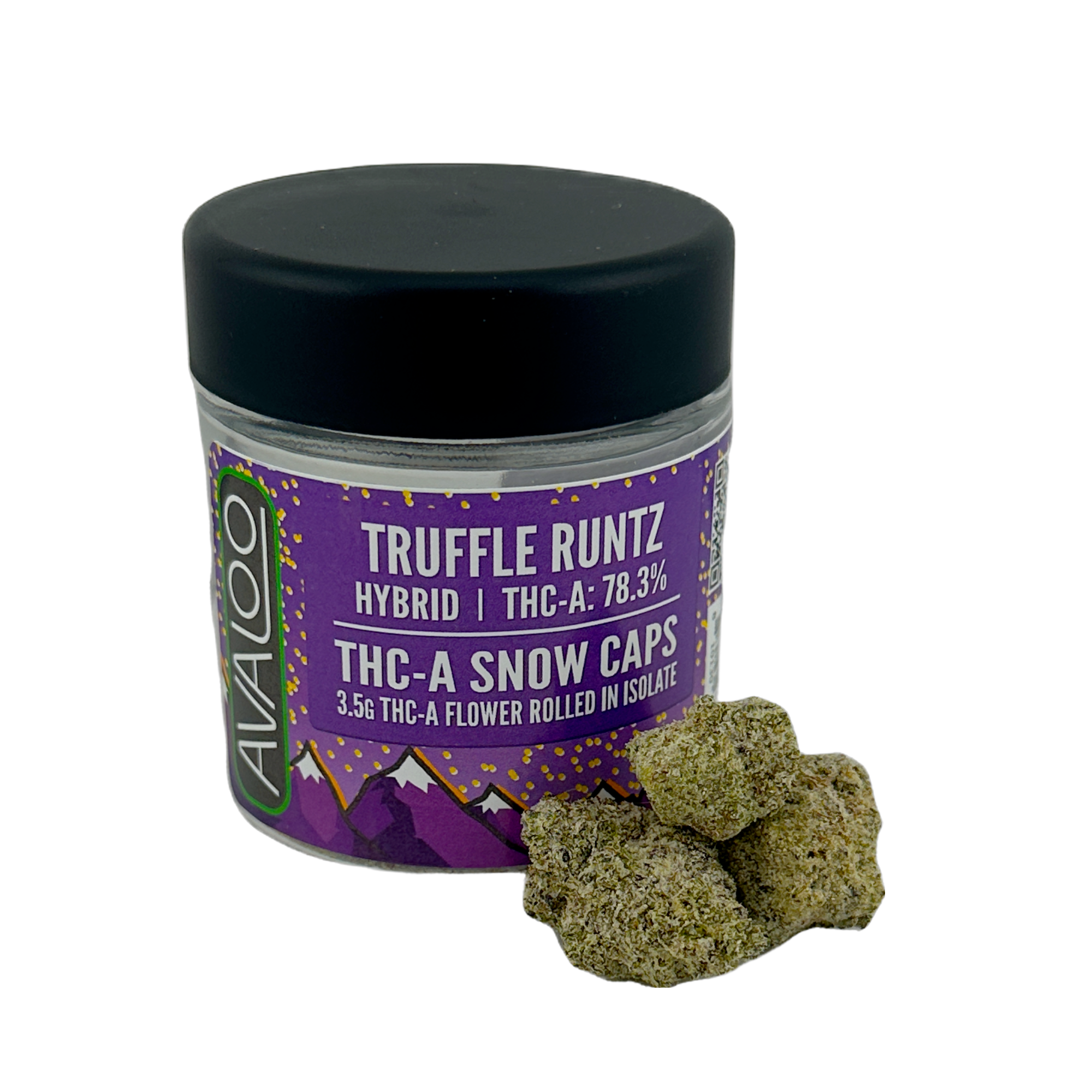 THC-A Snow Caps - Truffle Runtz (Hybrid) from Avaloo thca snow cap truffle runtz 3.5g