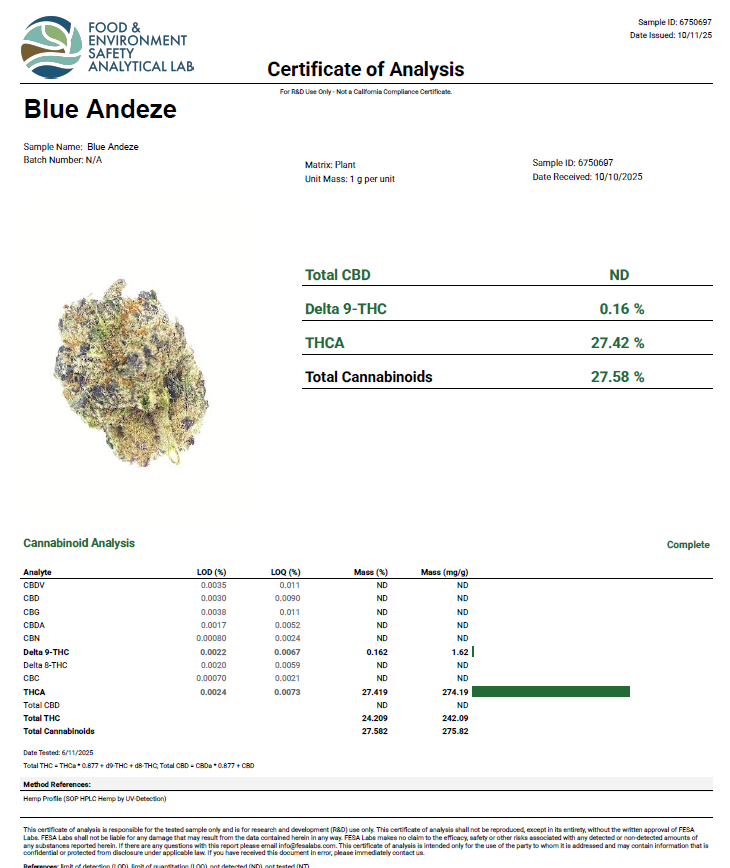 THC-A Exotic Flower - Blue Andeze (Hybrid) Guest Edition from Avaloo THC-A Exotic Flower - Blue Andeze (Hybrid) Guest Edition - Image 2
