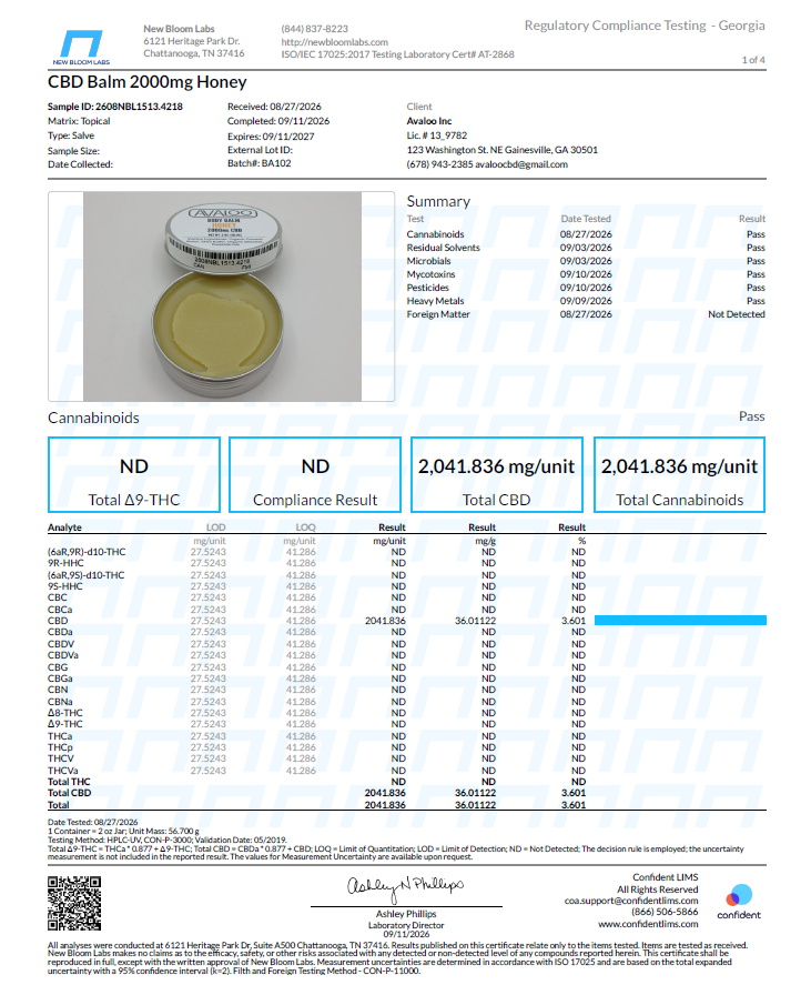 CBD Balm 2000mg - Honey Scent from Avaloo CBD Balm 2000mg - Honey Scent - Image 3